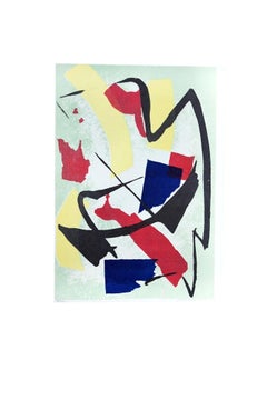 Abstract Composition - Original Screen Print by Luigi Montanarini - 1970s