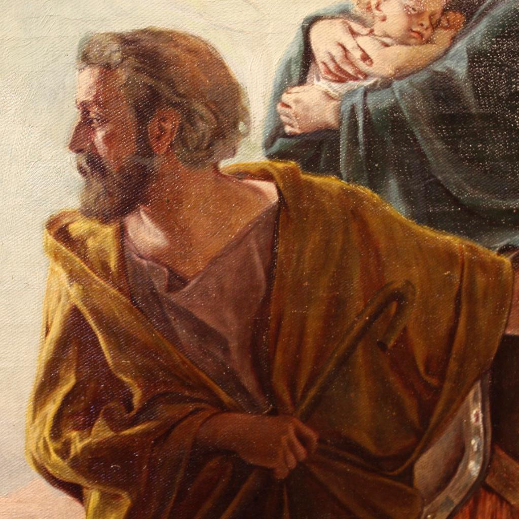Luigi Morgari, Gemälde, Öl auf Leinwand, Italienischer Flug in Ägypten, 20. Jahrhundert 2