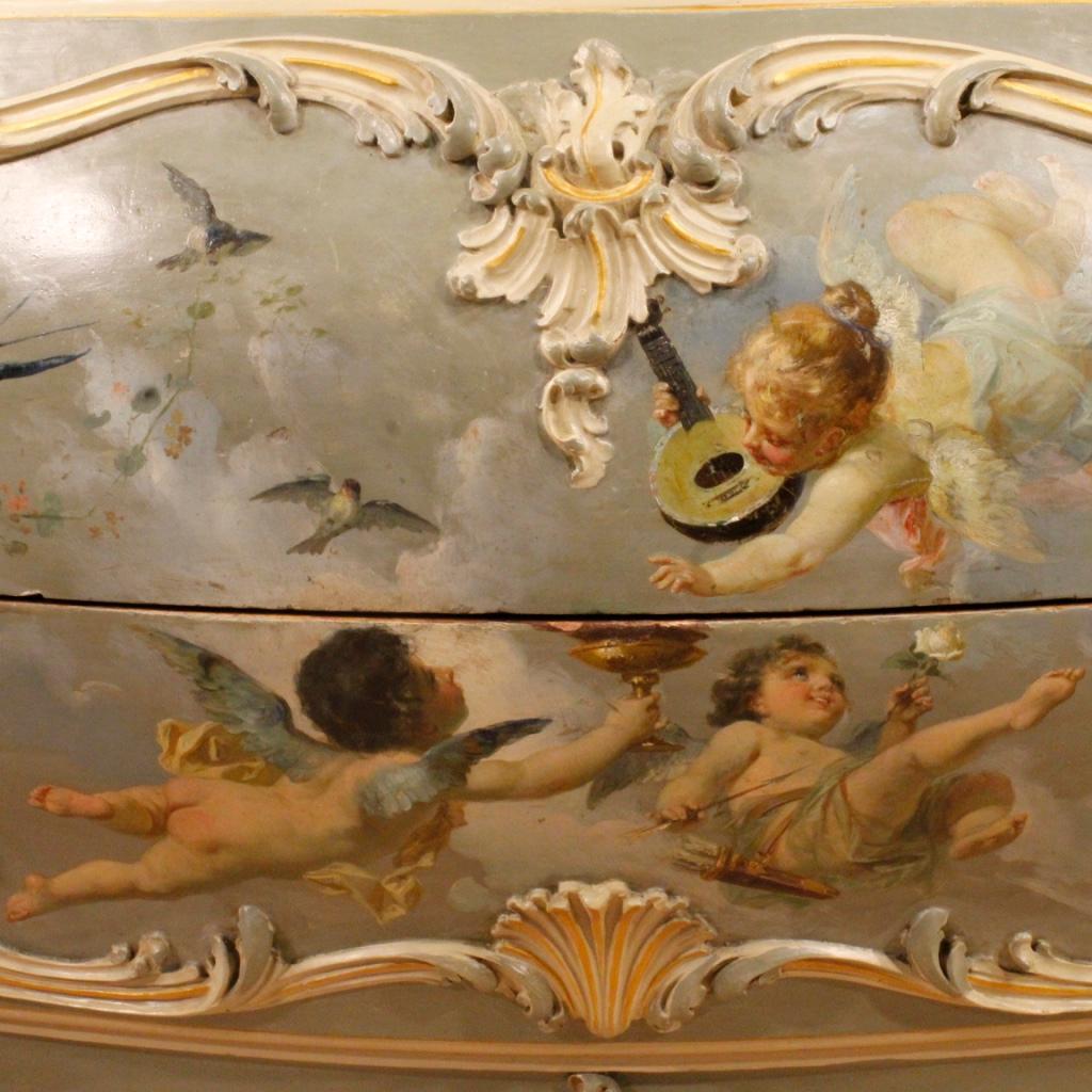 Luigi Morgari 20th Century Painted Wood with Angels Italian Signed Dresser, 1910 5