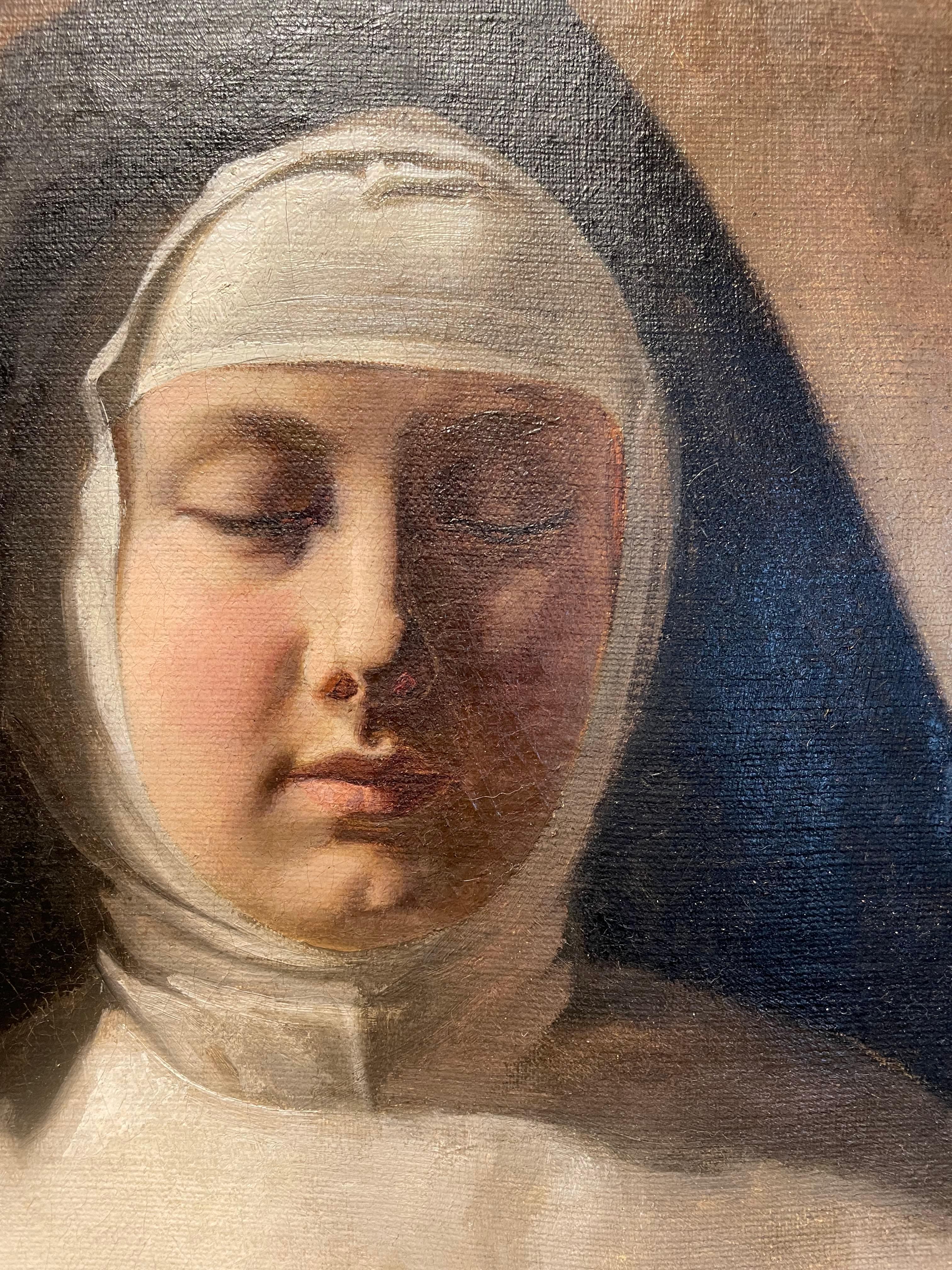 Retrato de monja de finales del siglo XIX, artista italiano en venta 2