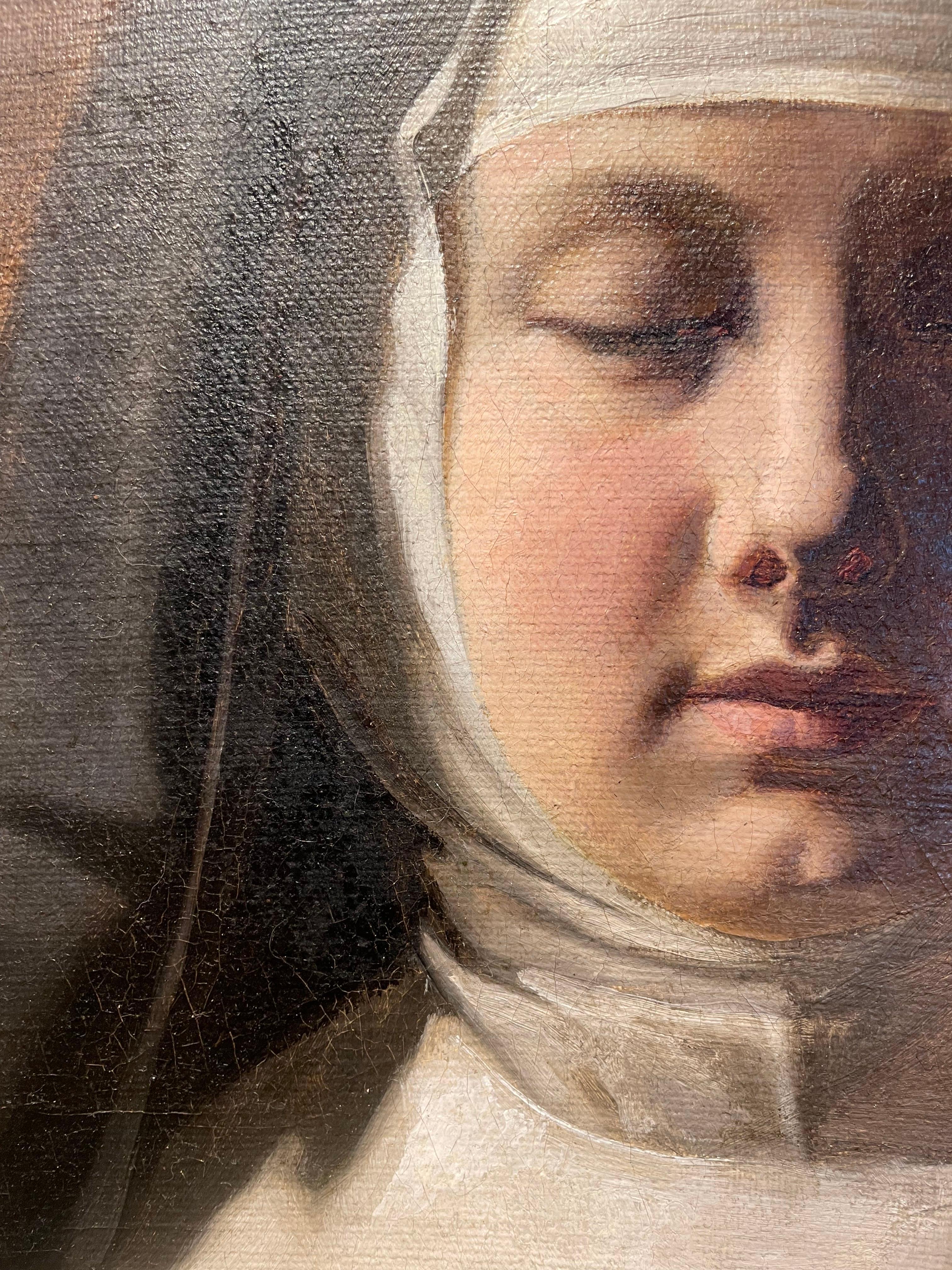Retrato de monja de finales del siglo XIX, artista italiano en venta 4