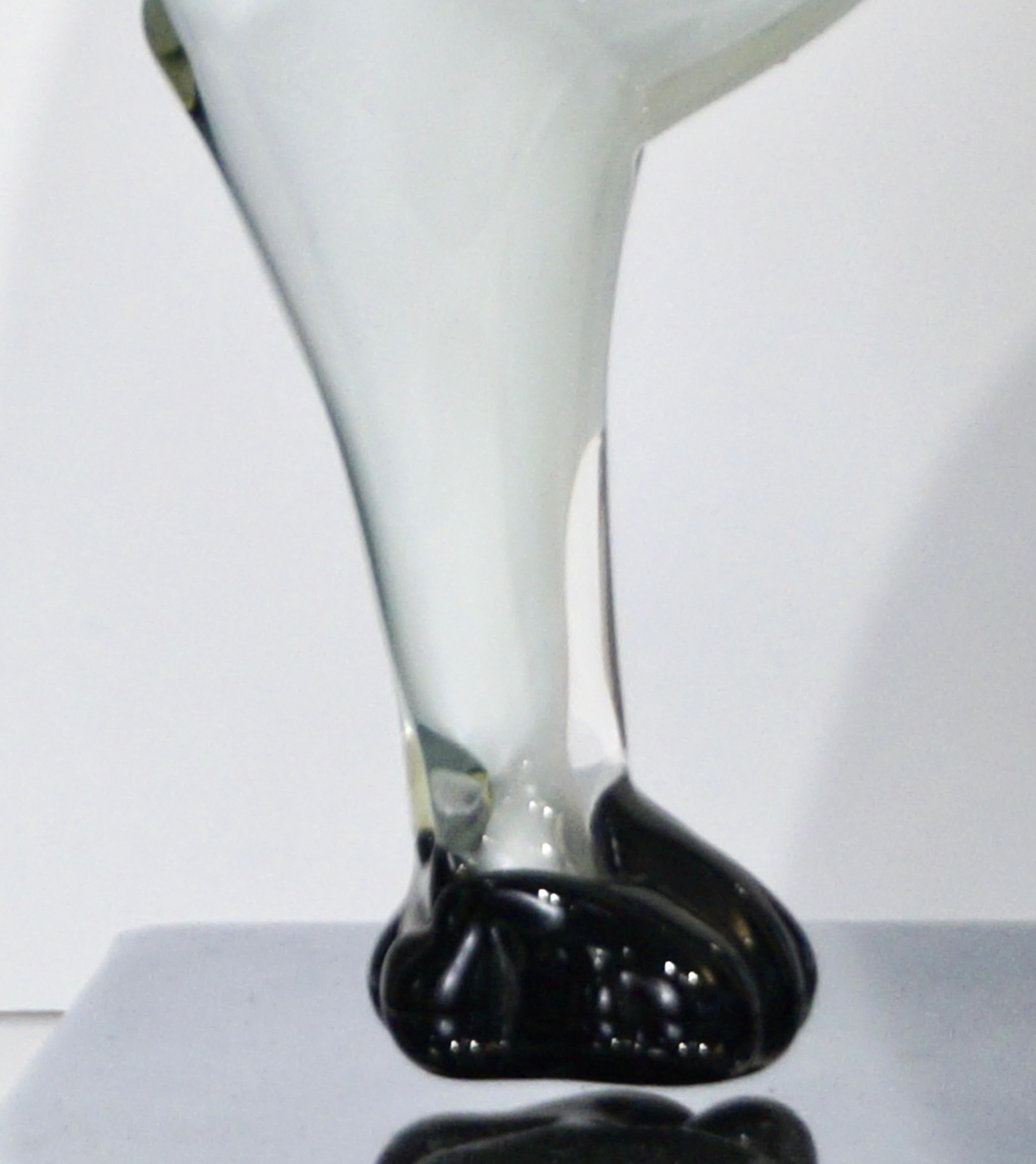 Sculpture de chat en verre d'art de Murano blanc et jaune de style moderniste italien d'Alfredo Barbini en vente 3