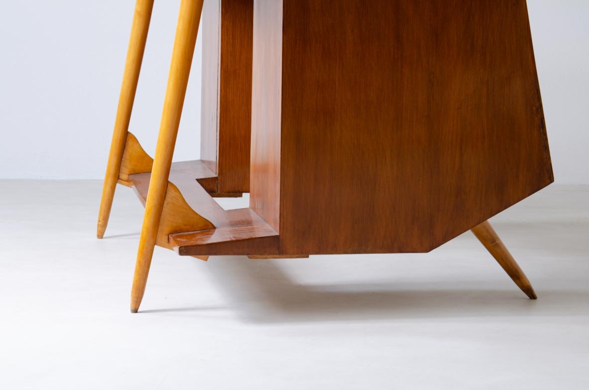 Mid-Century Modern Luigi Olivieri , rare modernist desk in walnut and blond maple For Sale