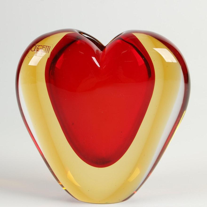 glass heart shaped vase