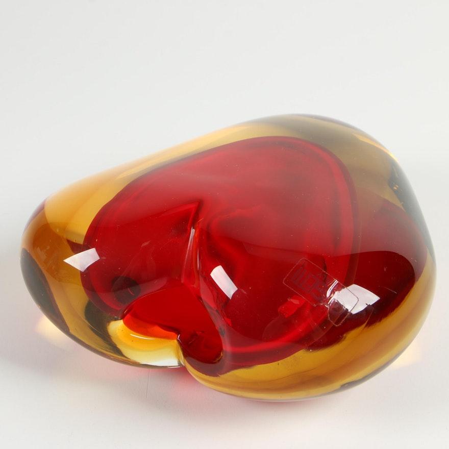 Blown Glass Luigi Onesto for Murano Heart Shaped Sommerso Glass Vase 