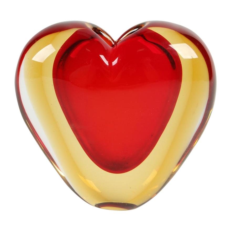 Luigi Onesto for Murano Heart Shaped Sommerso Glass Vase 
