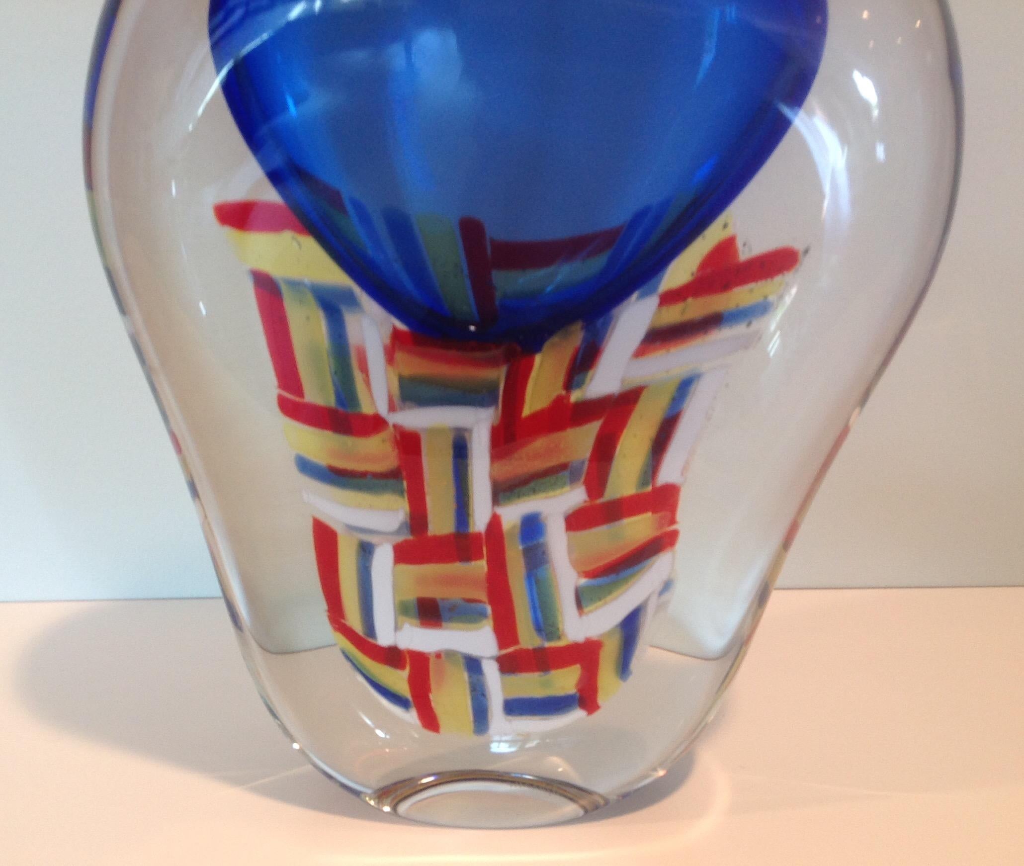 Luigi Onesto Monumental Complicated Sculptural Murano Patchwork Sommerso Vase  In Good Condition For Sale In Keego Harbor, MI