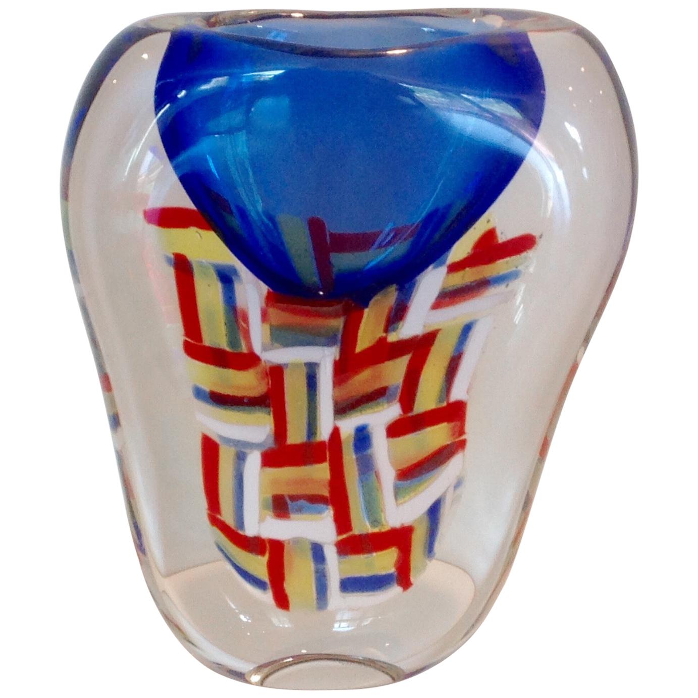 Luigi Onesto Monumental Complicated Sculptural Murano Patchwork Sommerso Vase  For Sale