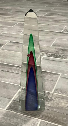 Luigi Onesto, Obelisk-Skulptur aus Muranoglas in mehrfarbigem Sommerso-Glas