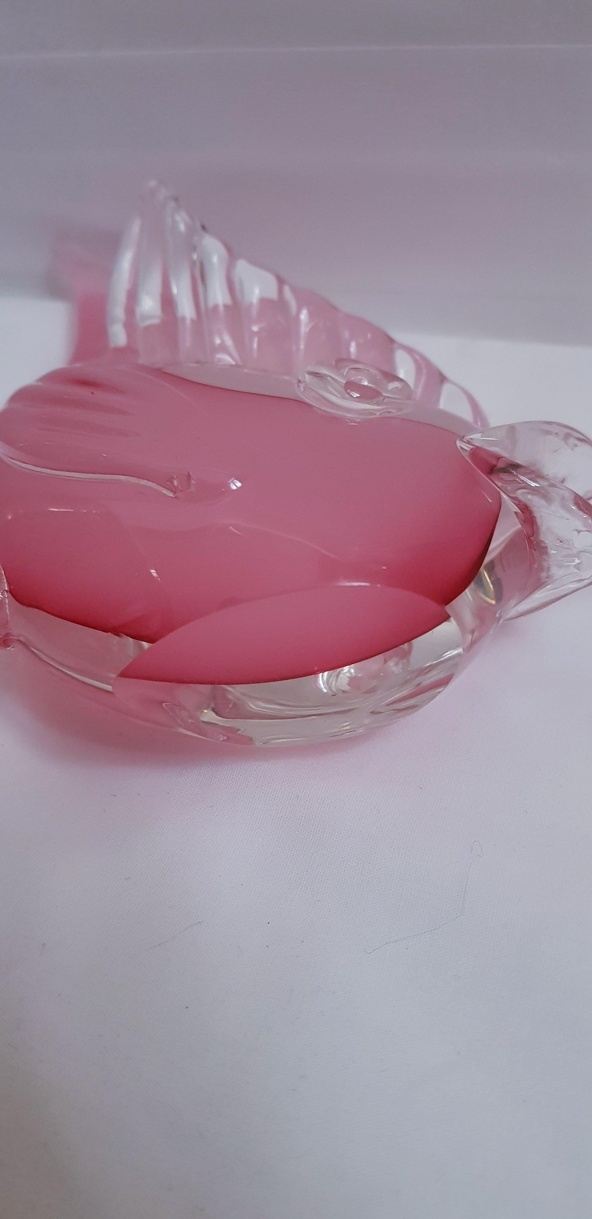 Art Deco Luigi Onesto Pink Alabastro Murano Glass Fish For Sale