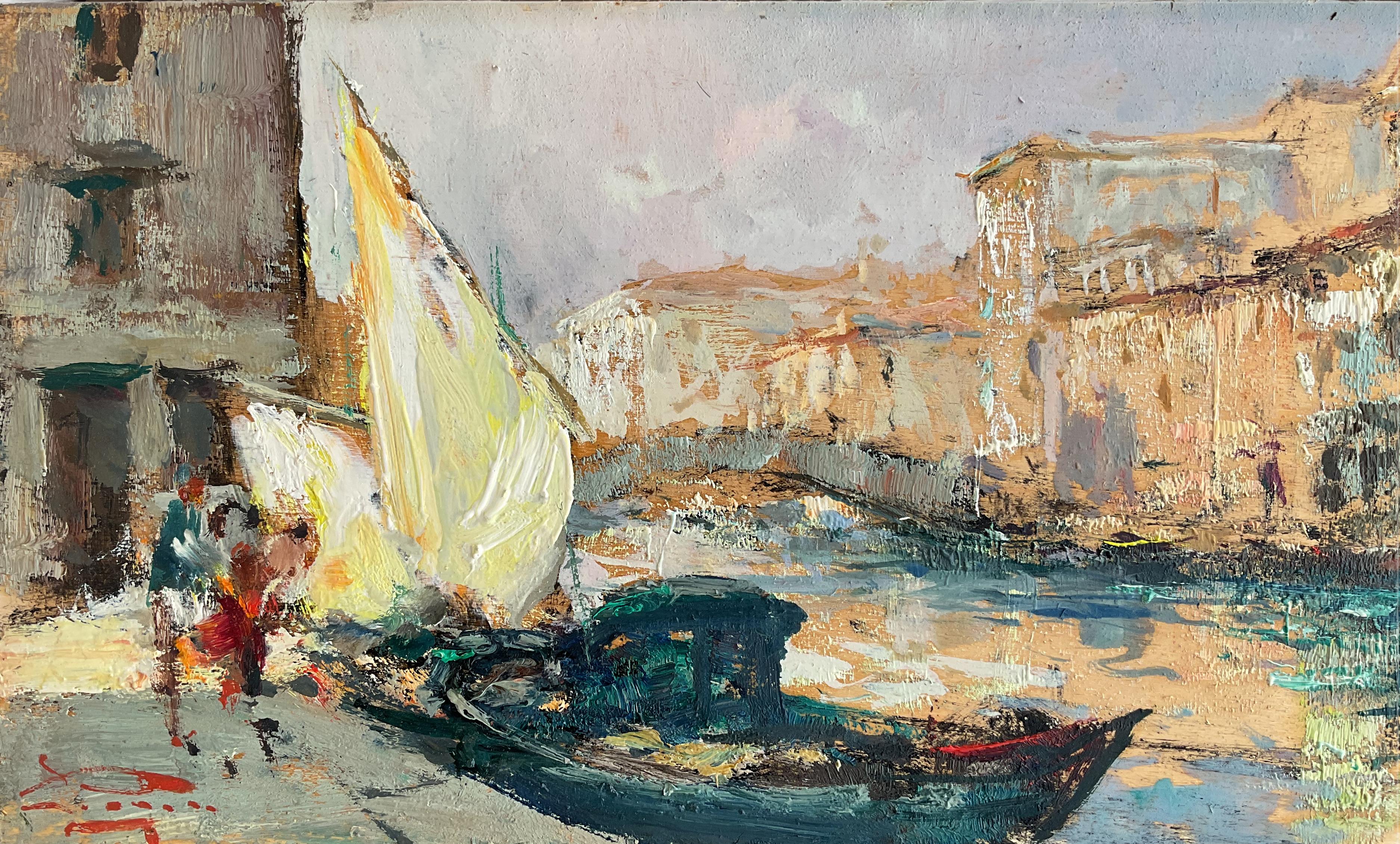 Luigi Pagan
Chioggia, 1907 – 1980

Lungo il Canal Vena (dal Ponte S. Andrea), 1967
Firma in basso a sinistra: Pagan
olio su tavola cm. 20×100
entro cornice per complessivi cm. 32,5×113

Il dipinto, in ottimo stato di conservazione, raffigura una