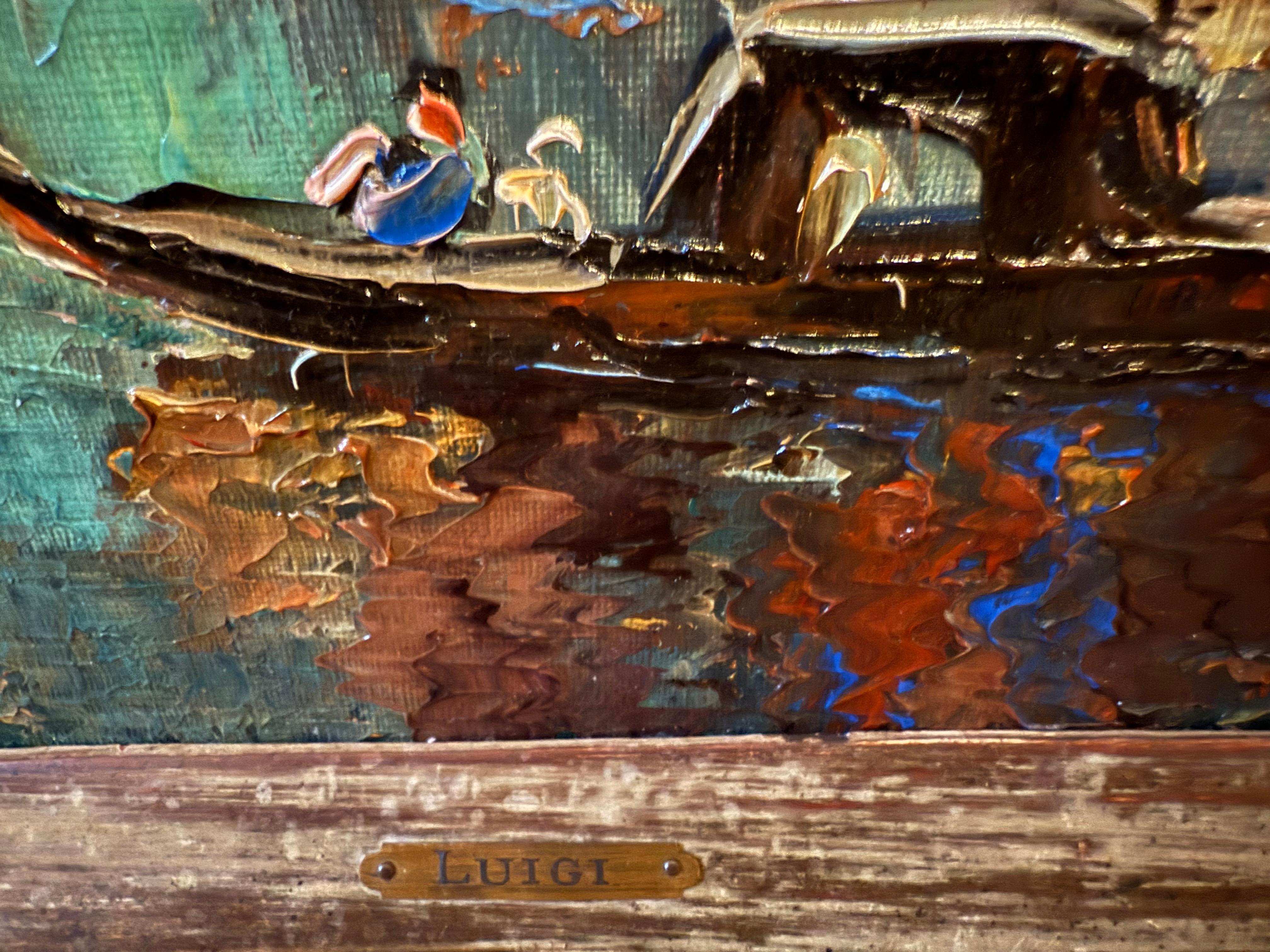 View of St Mark’s from Venetian Lagoon, impasto ships contemporary For Sale 7