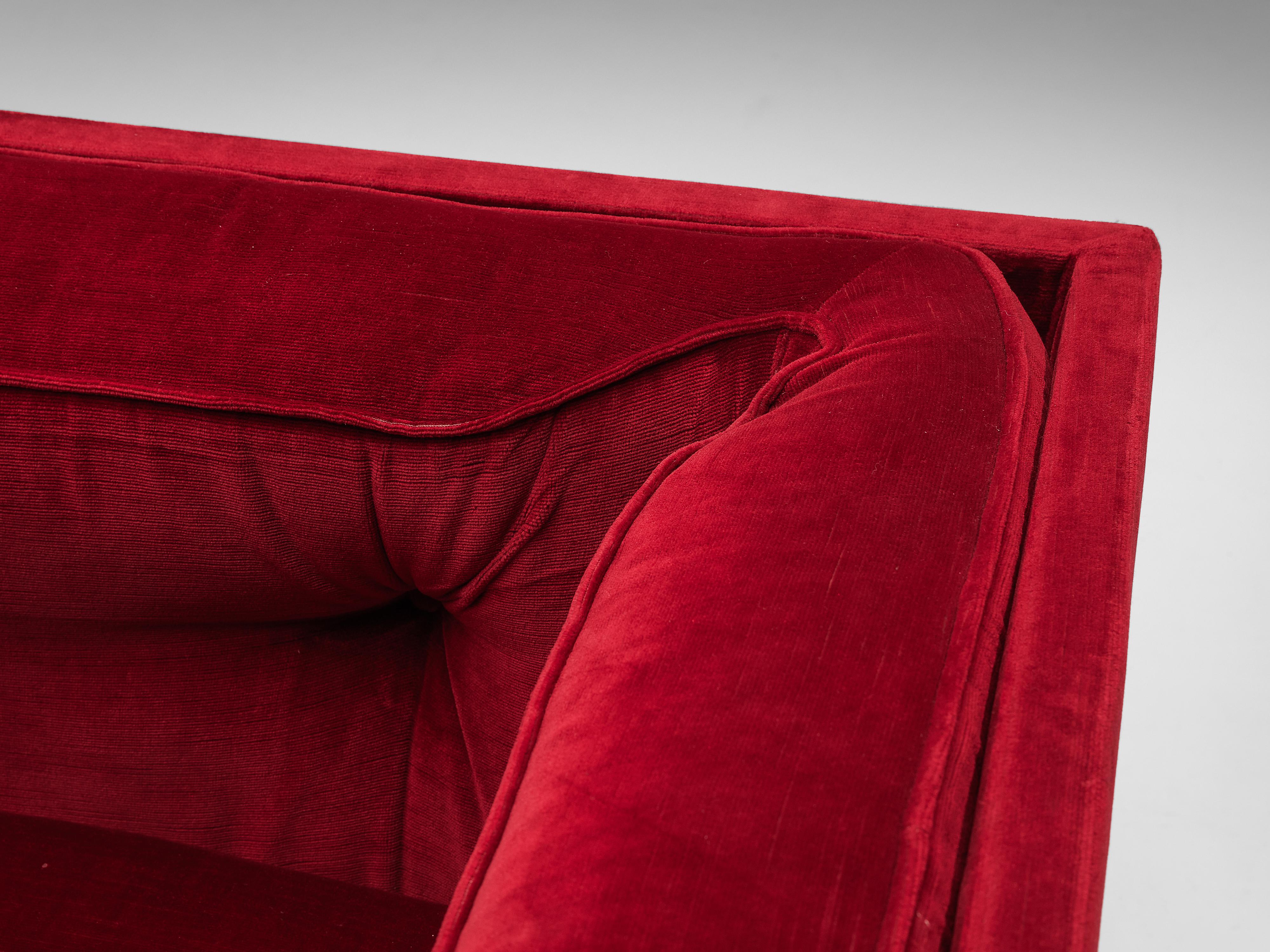 Luigi Pellegrin for MIM Roma Modular Sofa in Red Velvet 4
