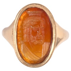 Intaglio Ring on Carnelian Signed Luigi Pichler, Rome, Italy, circa 1810's