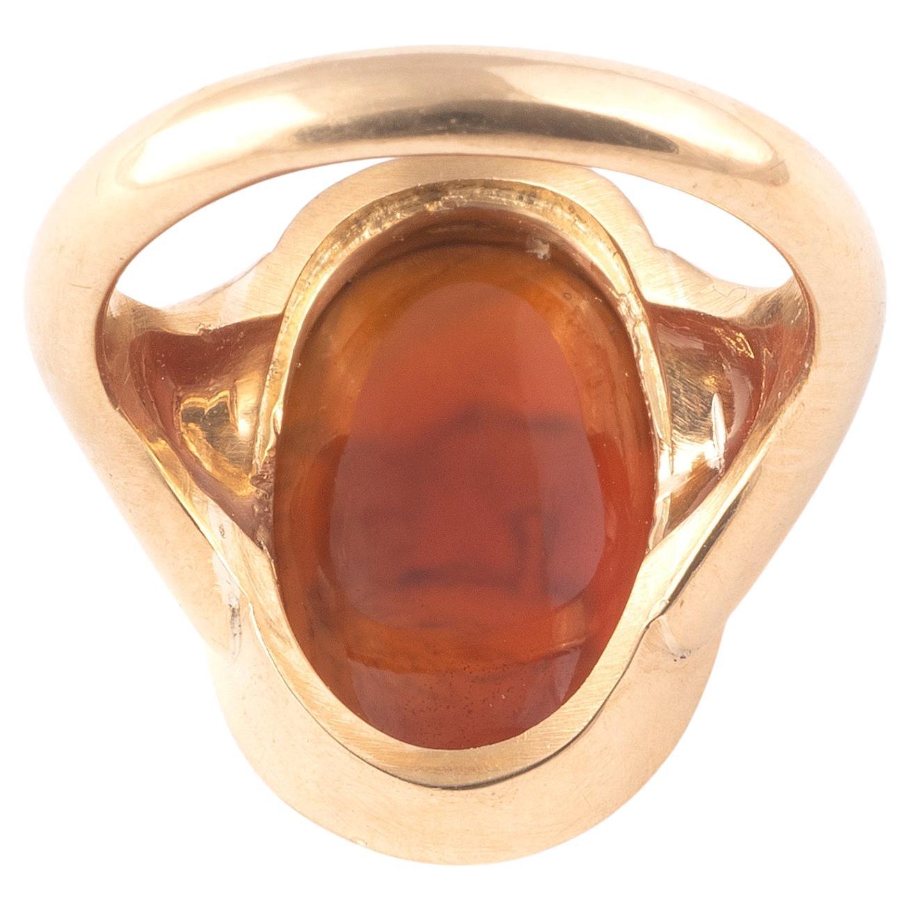 Neoclassical Intaglio Ring on Carnelian Signed Luigi Pichler, Rome, Italy, circa 1810's For Sale