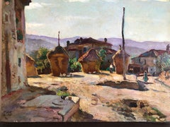 Luigi Polverini Rectangular Plywood Italian Signed Painting