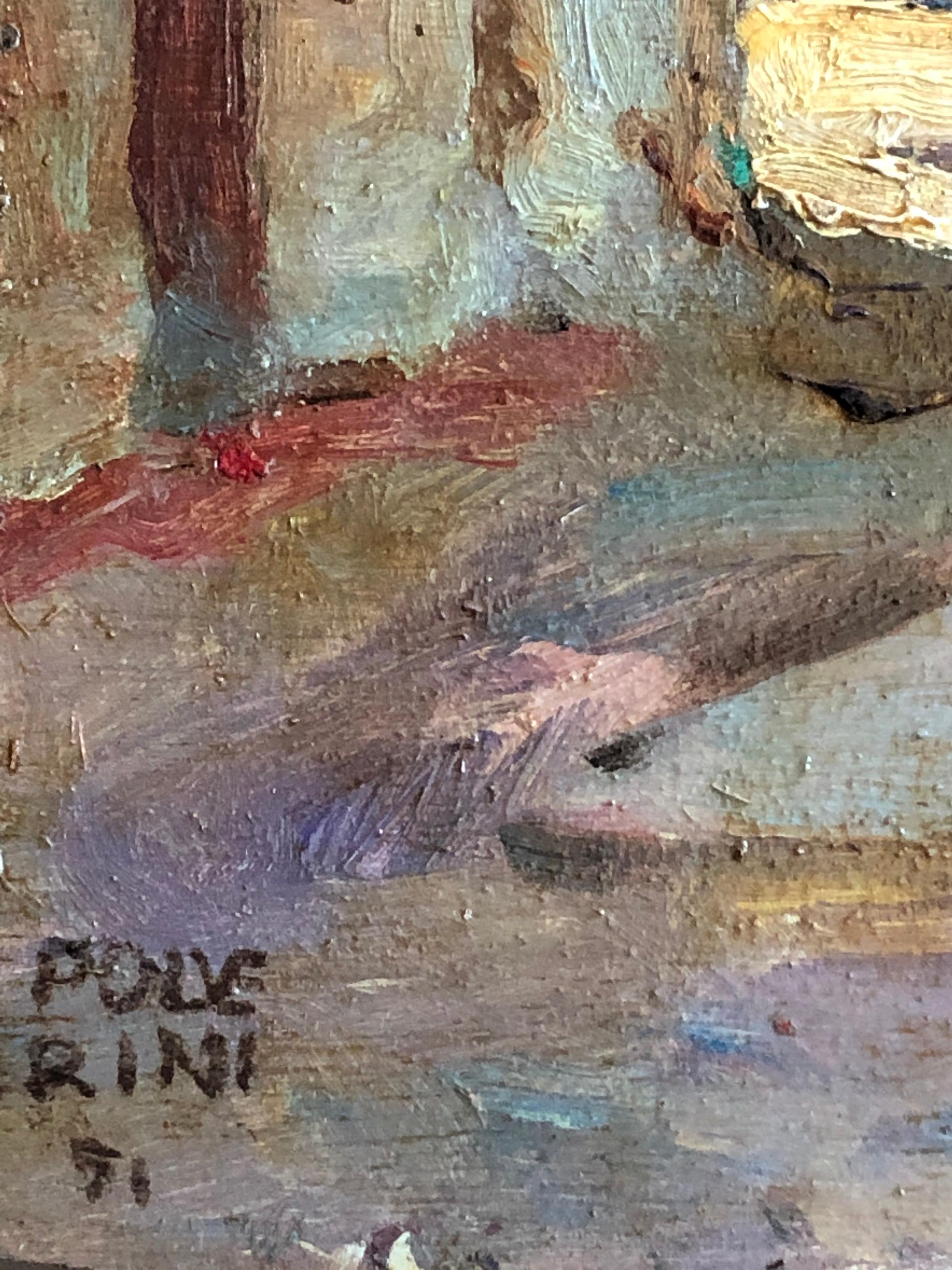 Mid-20th Century Luigi Polverini  Rectangular Plywood Italian Signed Painting
