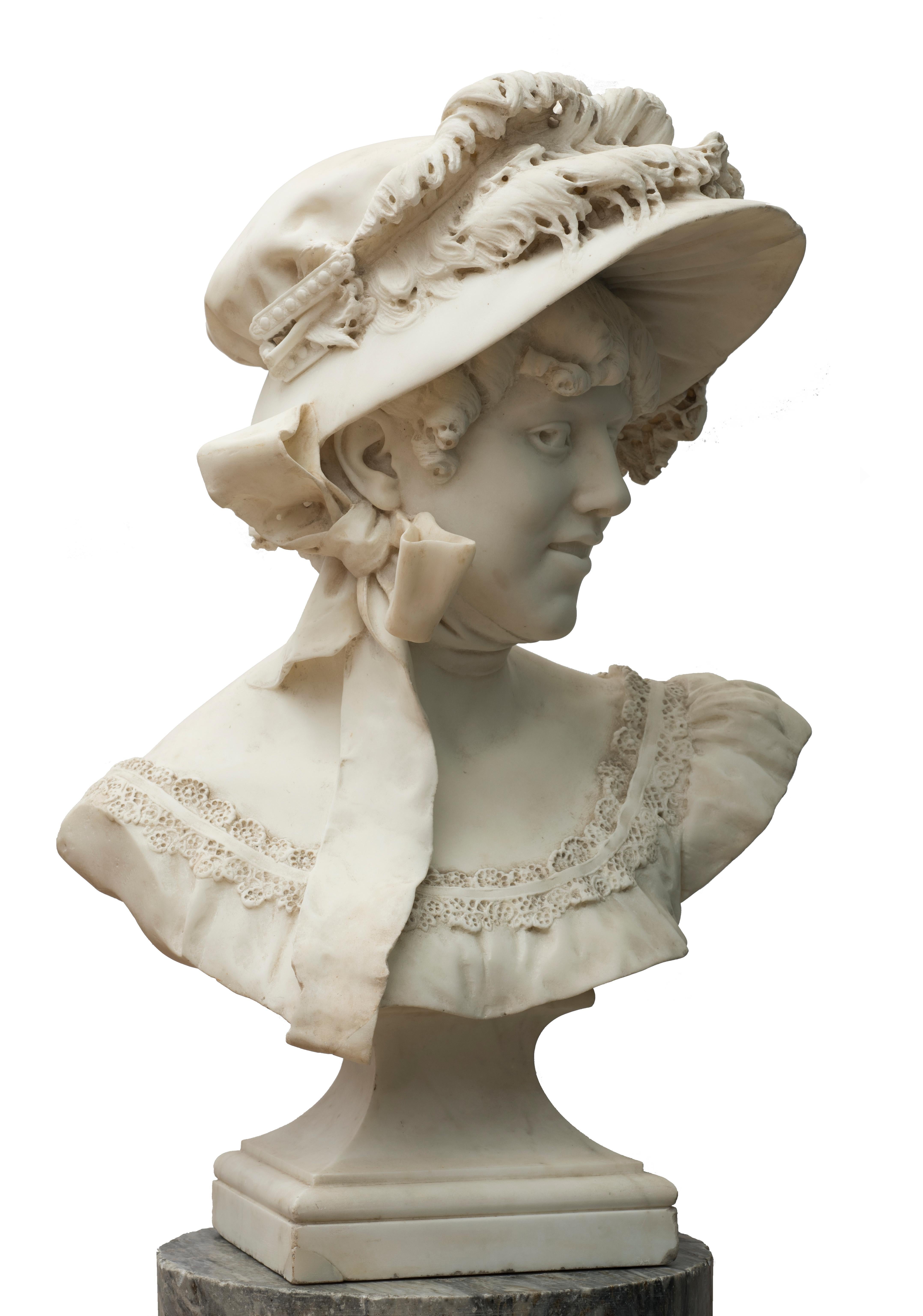 Luigi Preatoni Figurative Sculpture - Maiden with hat