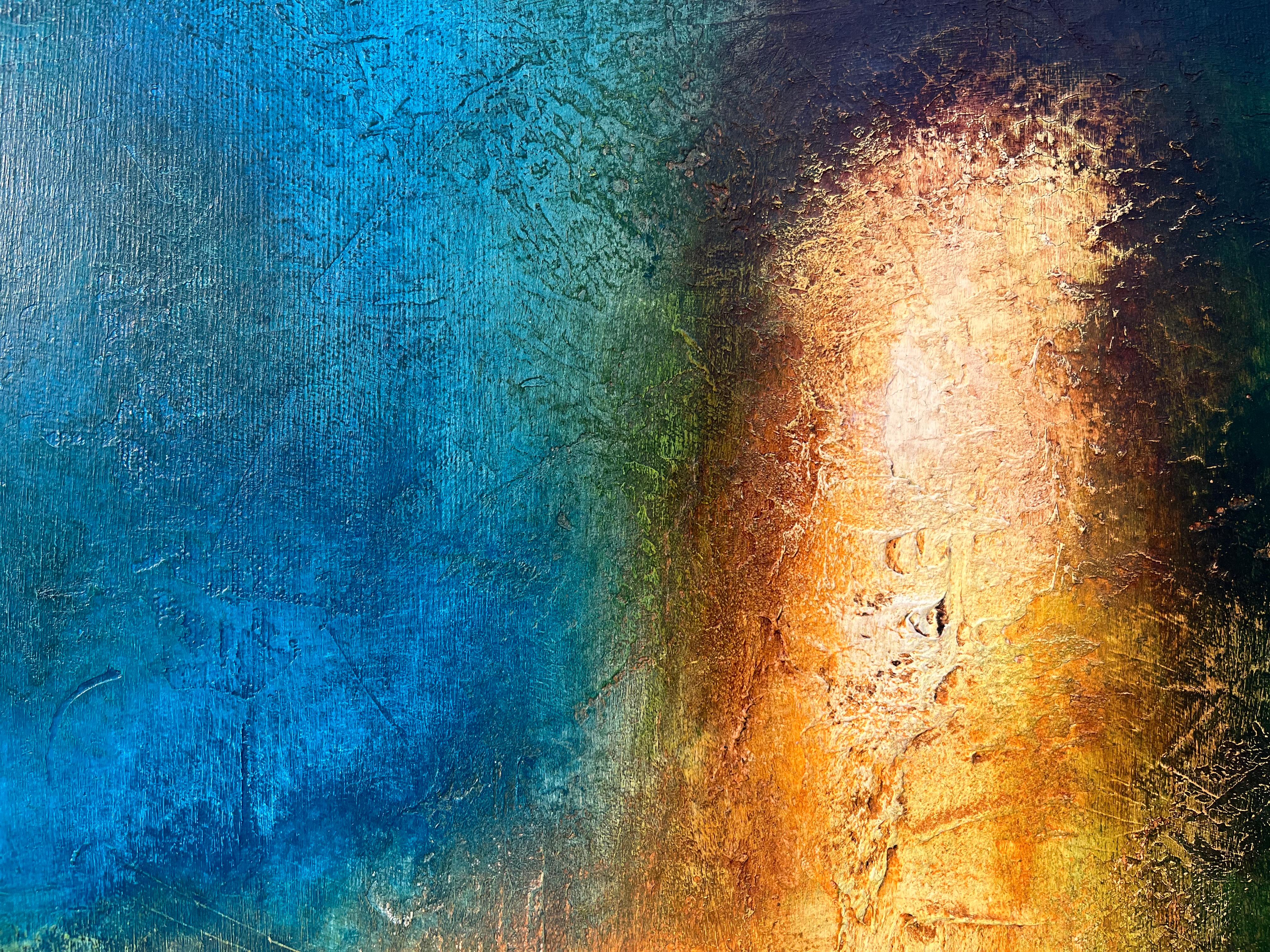 LA CITTÀ PERDUTA DI ATLANTIDE-original modern abstract lansdscape painting - Art - Blue Landscape Painting by Luigi Profeta