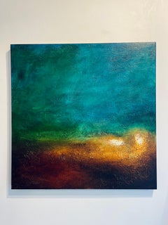 Mystic Horizons Unveiled, Mixed Media Abstract Landscape Painting on Canvas
