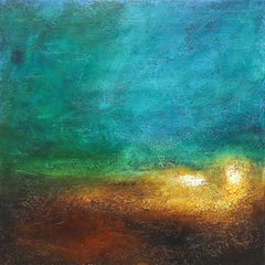Mystic Horizons Unveiled, Mixed Media Abstract Landscape Painting on Canvas