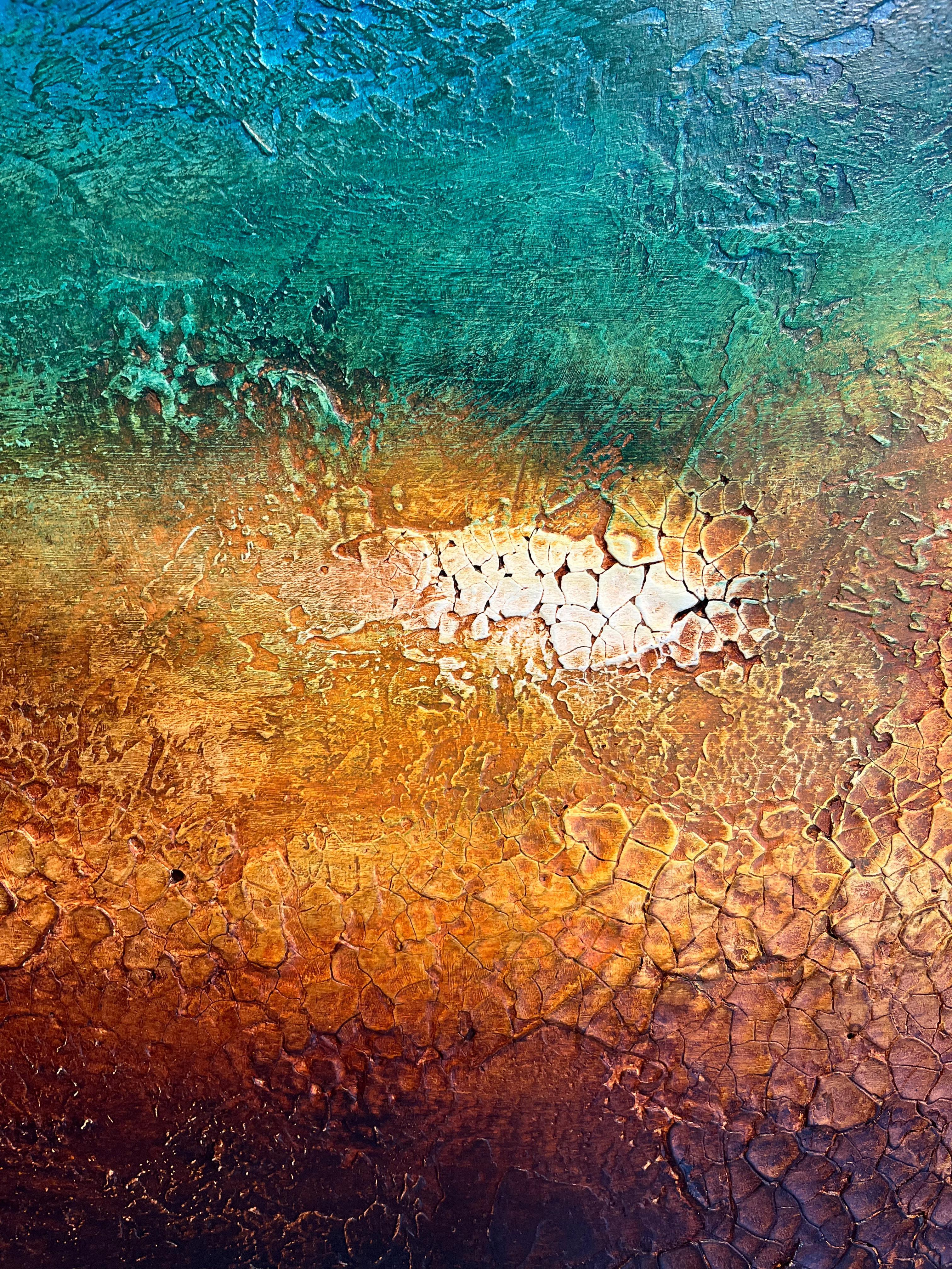 Mystic Horizons Unveiled-original modern abstract painting-contemporary Art - Blue Landscape Painting by Luigi Profeta