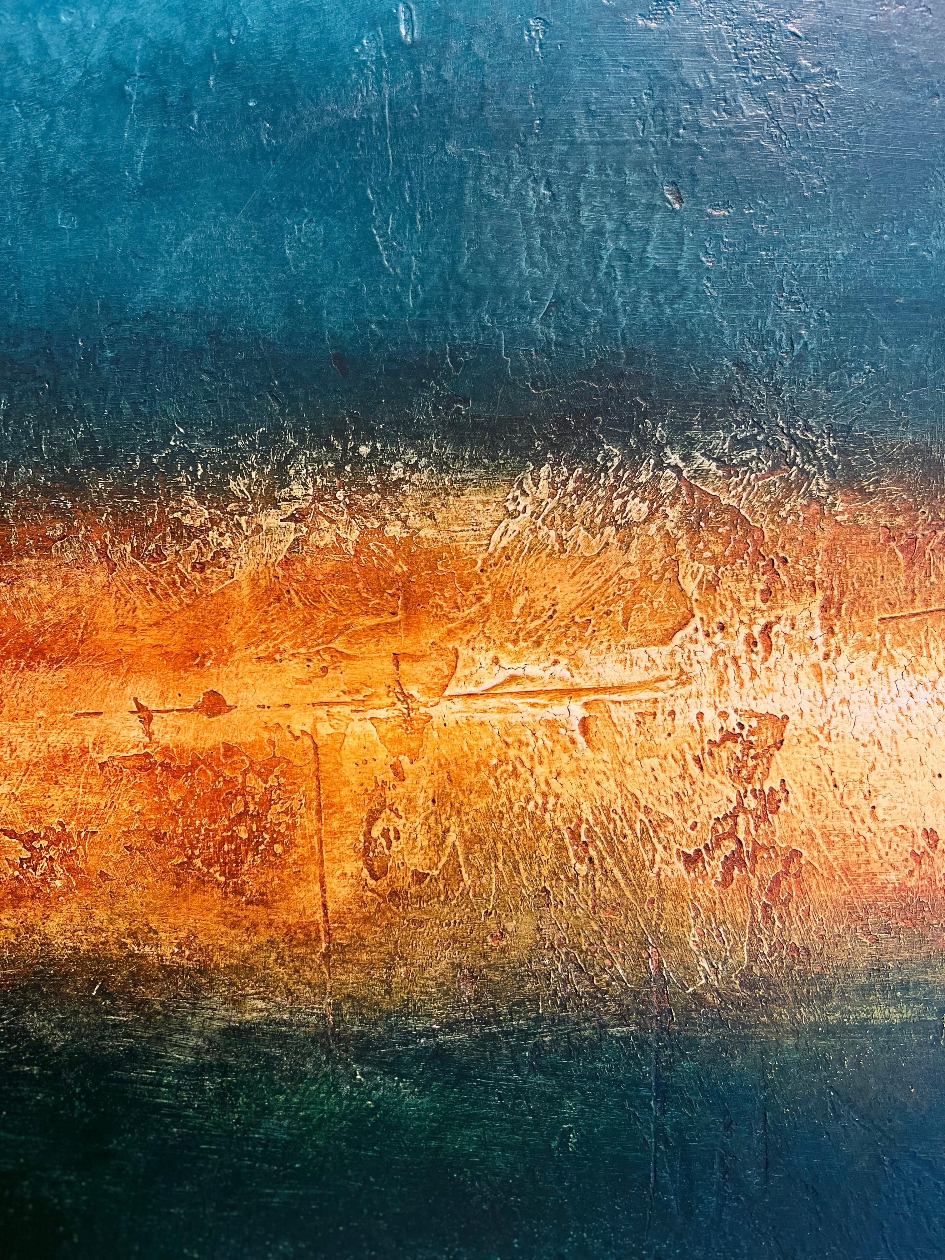 Reflecting Light-originale moderne abstrakte Landschaftsmalerei-zeitgenössische Kunst (Blau), Landscape Painting, von Luigi Profeta