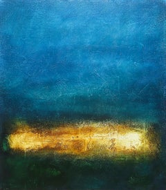 Reflejando la luz-pintura abstracta moderna original de paisaje-arte contemporáneo