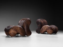 Luigi Radaelli Coppia di sedie da salotto 'Tartana' in pelle marrone