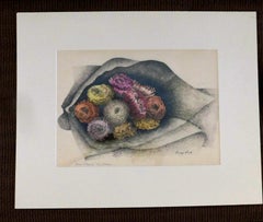 Luigi Rist Color Woodblock  -  "Straw Flowers"