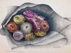 Luigi Rist Color Woodblock  -  "Straw Flowers"
