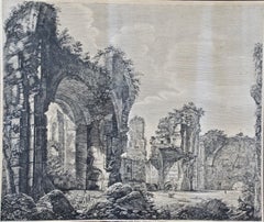 19th Century Etching of the Ancient Caracalla Baths in Rome by Luigi Rossini