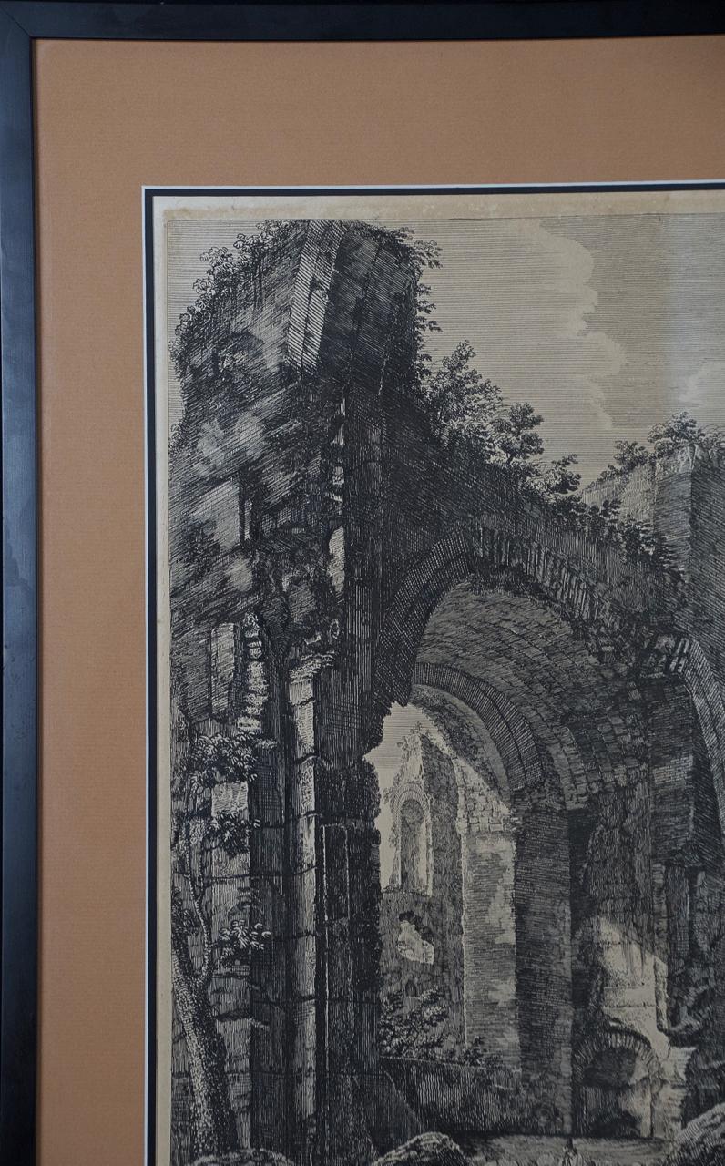 19th Century Etching of the Ancient Caracalla Baths in Rome by Luigi Rossini For Sale 3