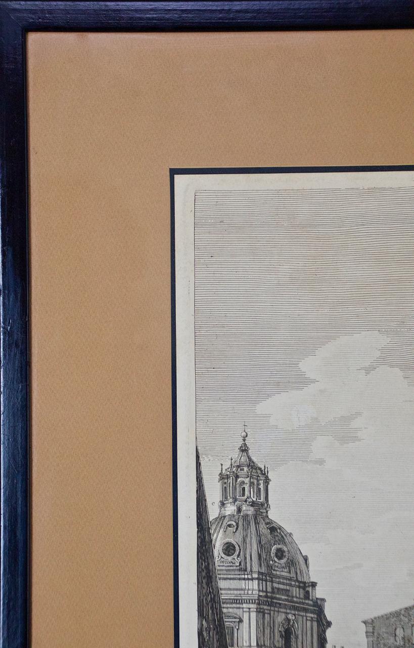 Column of Trajan in Rome: A Framed Original 19th C. Etching by Luigi Rossini For Sale 8