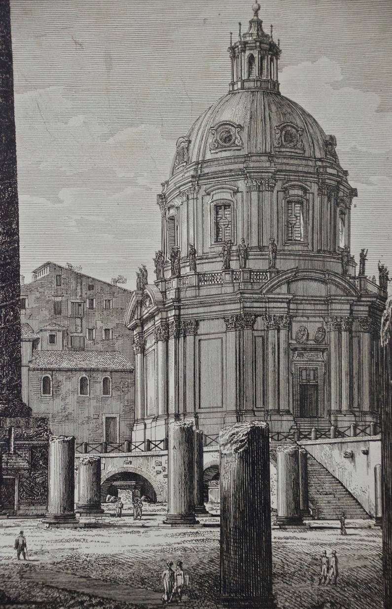 Column of Trajan in Rome : une eau-forte originale encadrée du 19e siècle de Luigi Rossini en vente 3