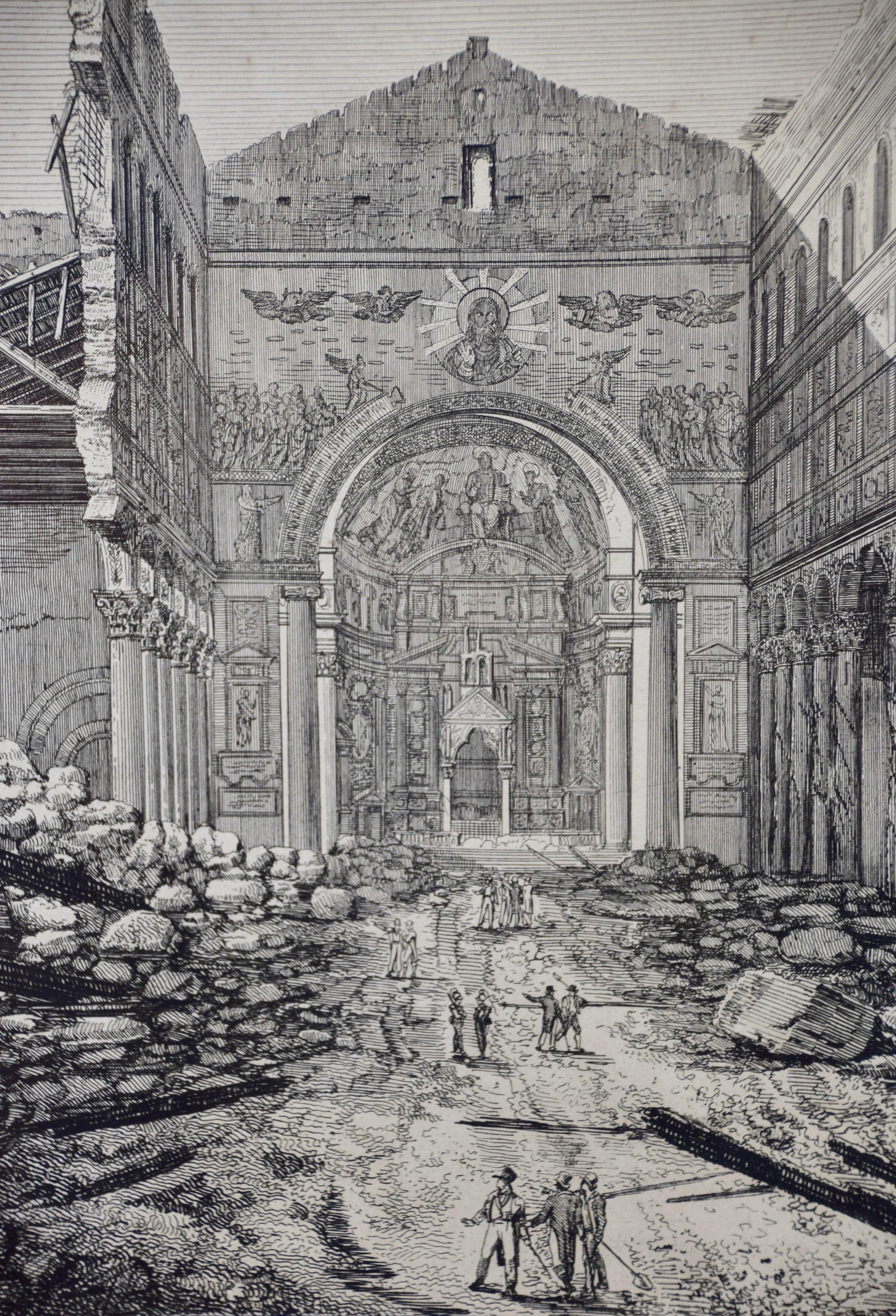 Die Basilika des Heiligen Paul in Rom, Radierung von Luigi Rossini, frühes 19. Jahrhundert im Angebot 3