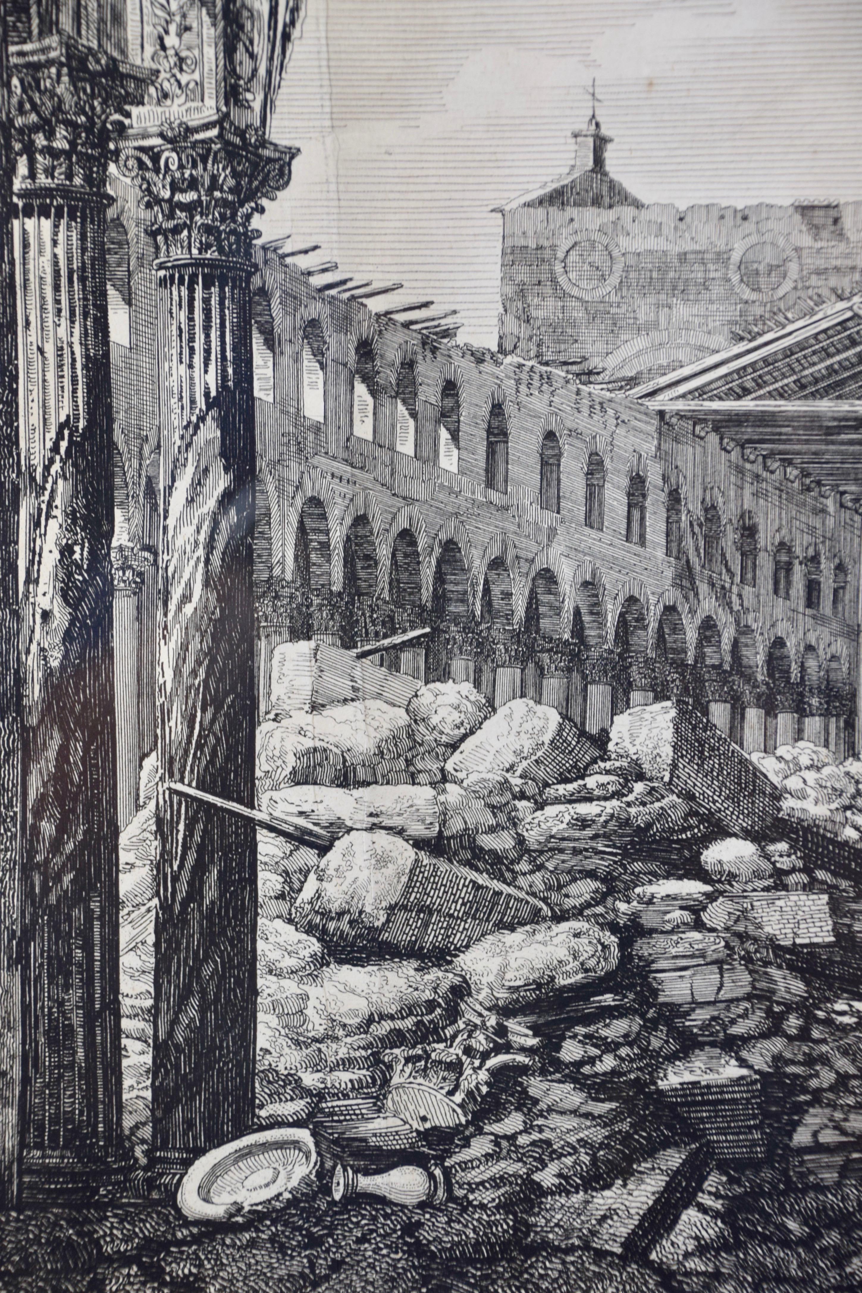 The Basilica of St. Paul in Rome, Early 19th Century Etching by Luigi Rossini For Sale 1