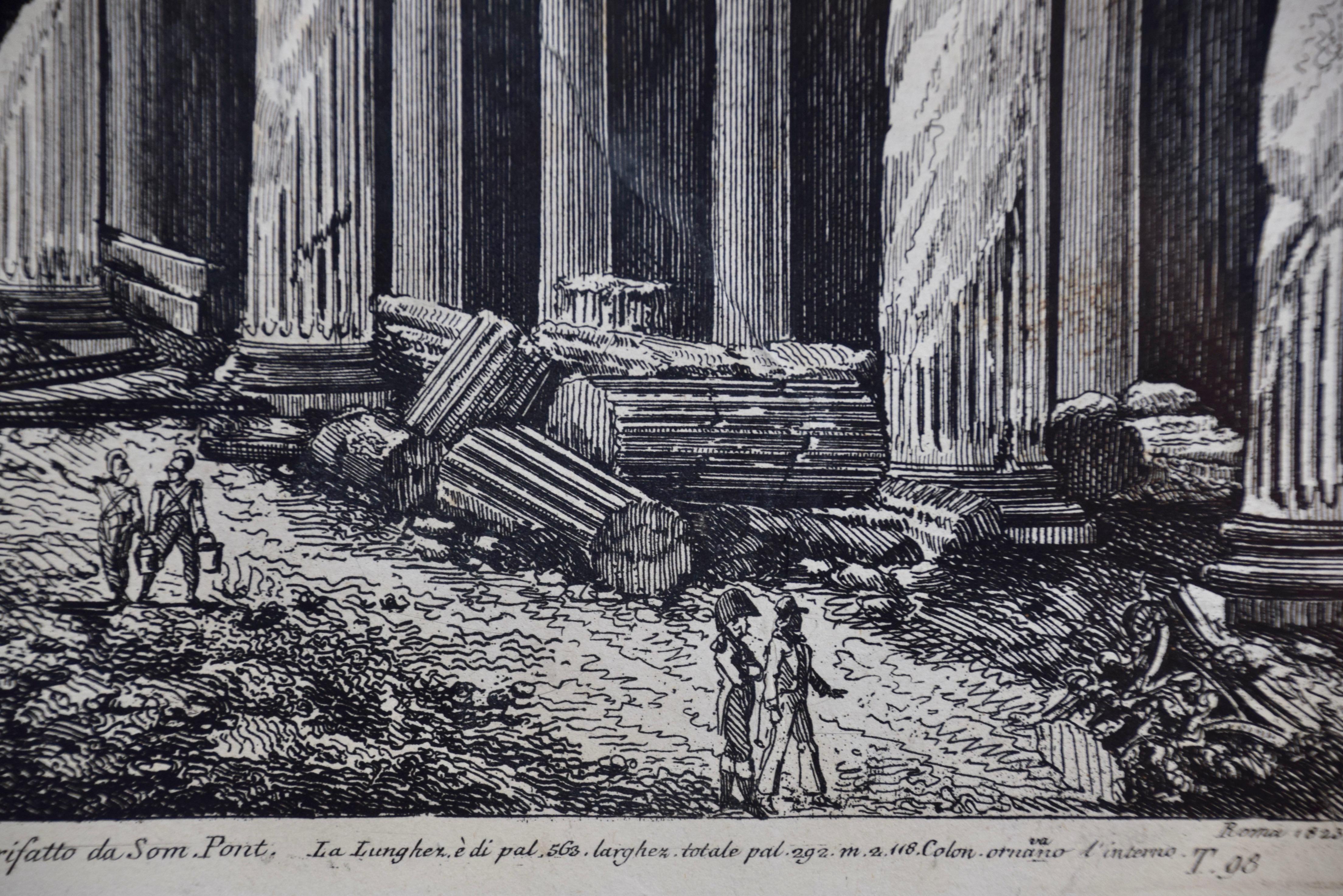 The Basilica of St. Paul in Rome, Early 19th Century Etching by Luigi Rossini For Sale 3