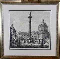 The Column of Trajan in Rome, 19th Century Framed Etching by Luigi Rossini