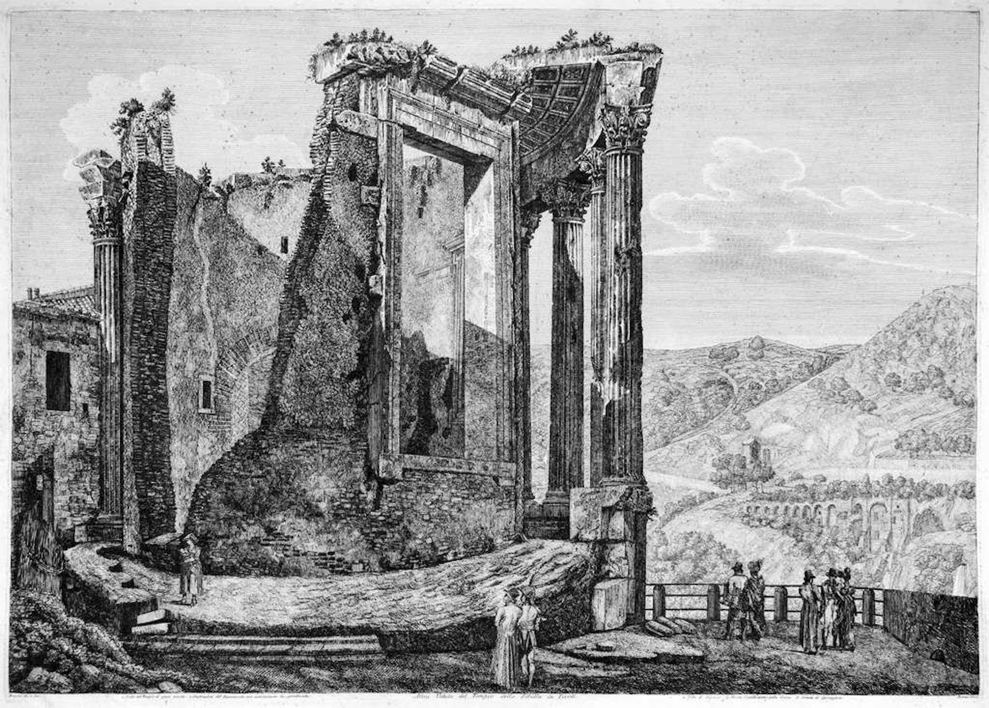Luigi Rossini Figurative Print - Altra Veduta del Tempio della Sibilla... - Etching by L. Rossini - 1826