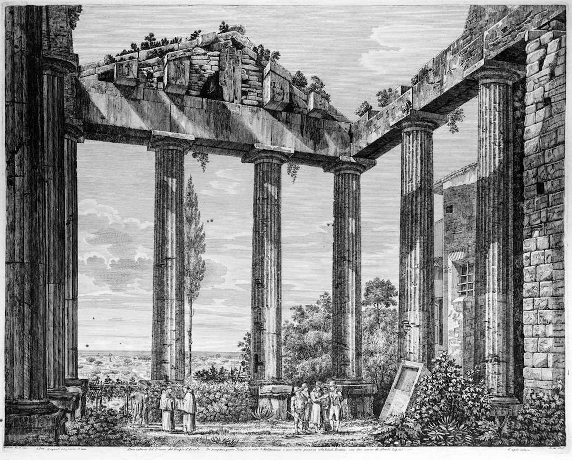 Luigi Rossini Landscape Print - Altro interno del Pronao del Tempio d’Ercole - by L. Rossini - 1825