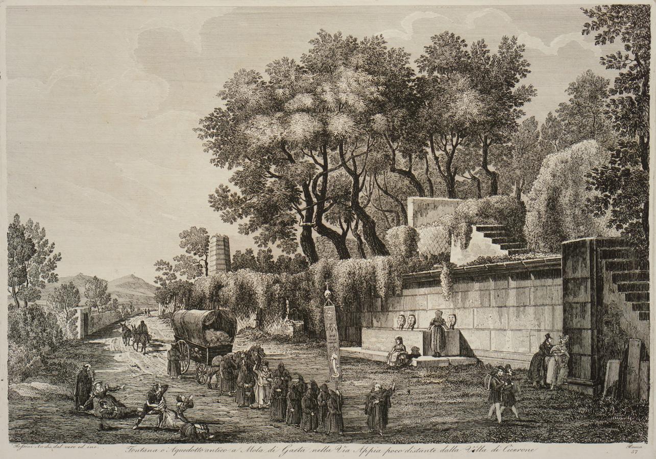 Fontana o : Aquadotto antico a Mola de Gaeta nella Via Appia - Print de Luigi Rossini