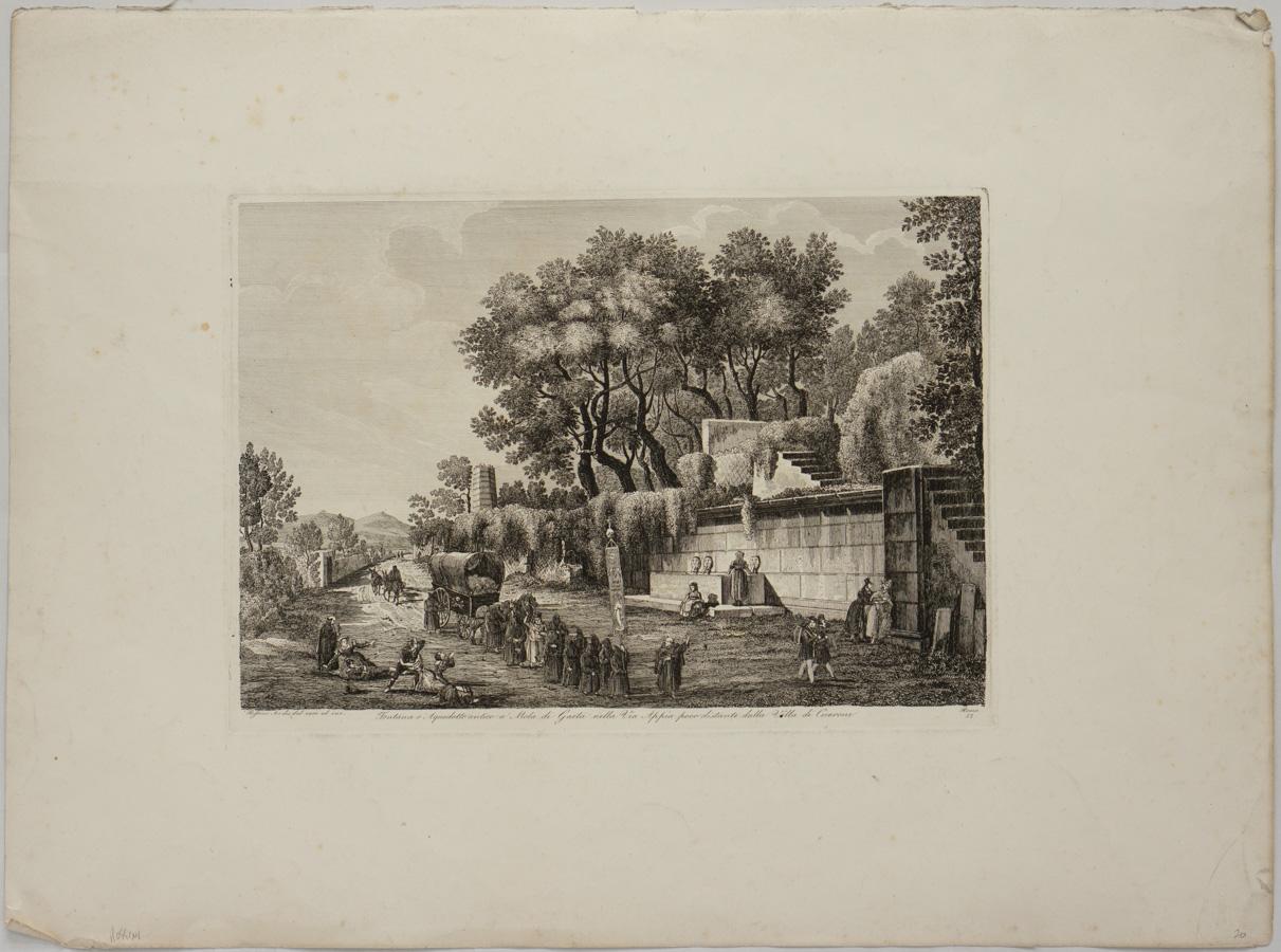 Landscape Print Luigi Rossini - Fontana o : Aquadotto antico a Mola de Gaeta nella Via Appia