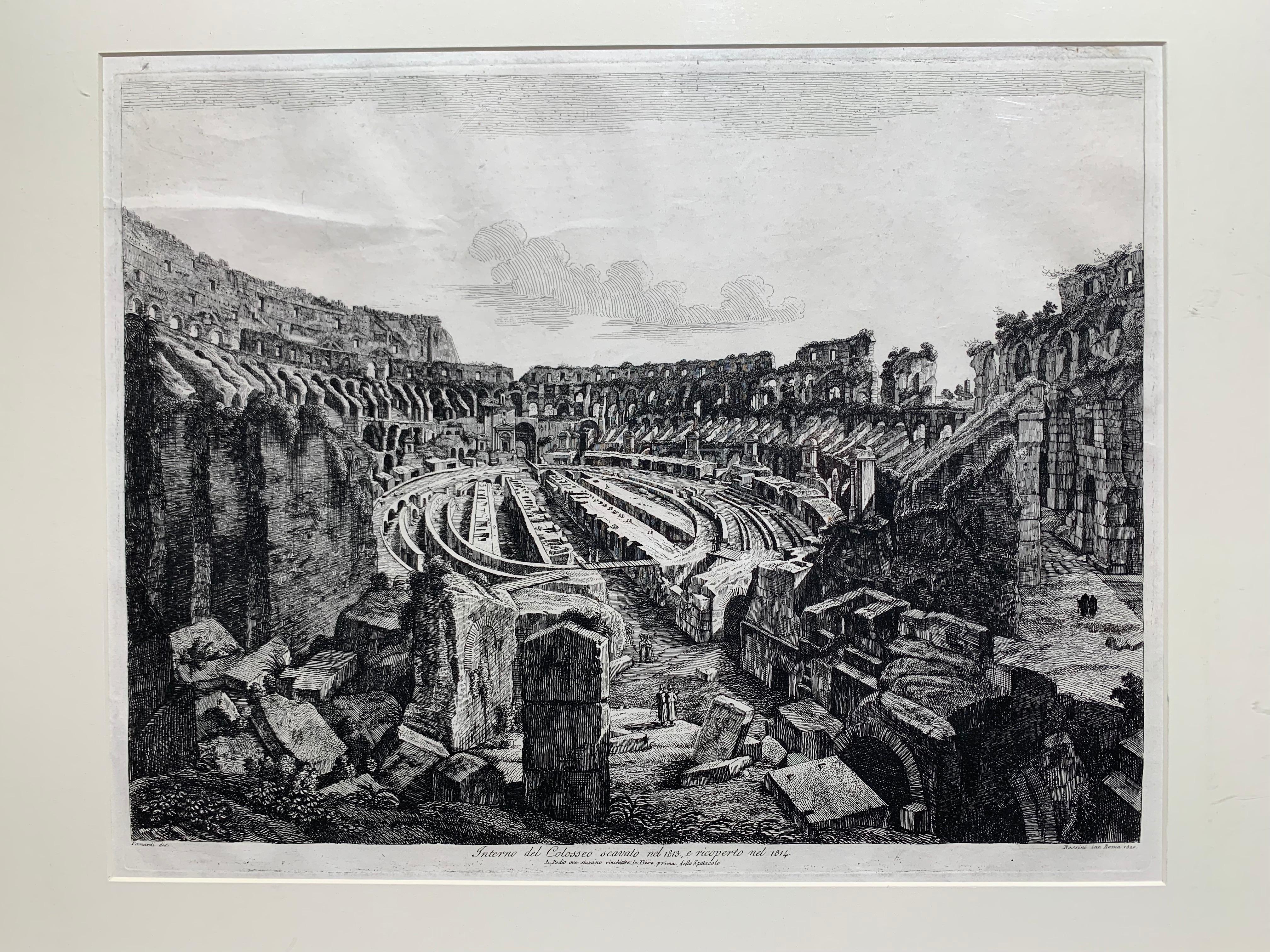 Interno del Colesseo Scavato  (Colosseum Rome) - Print by Luigi Rossini