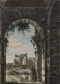 Luigi Rossini (1790-1857) - 1822 Etching, The Temple of Venus and Roma