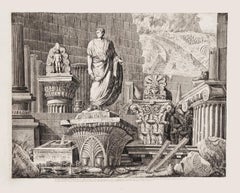 Roman Ruins - Original Etching on Paper by Luigi Rossini - 1826