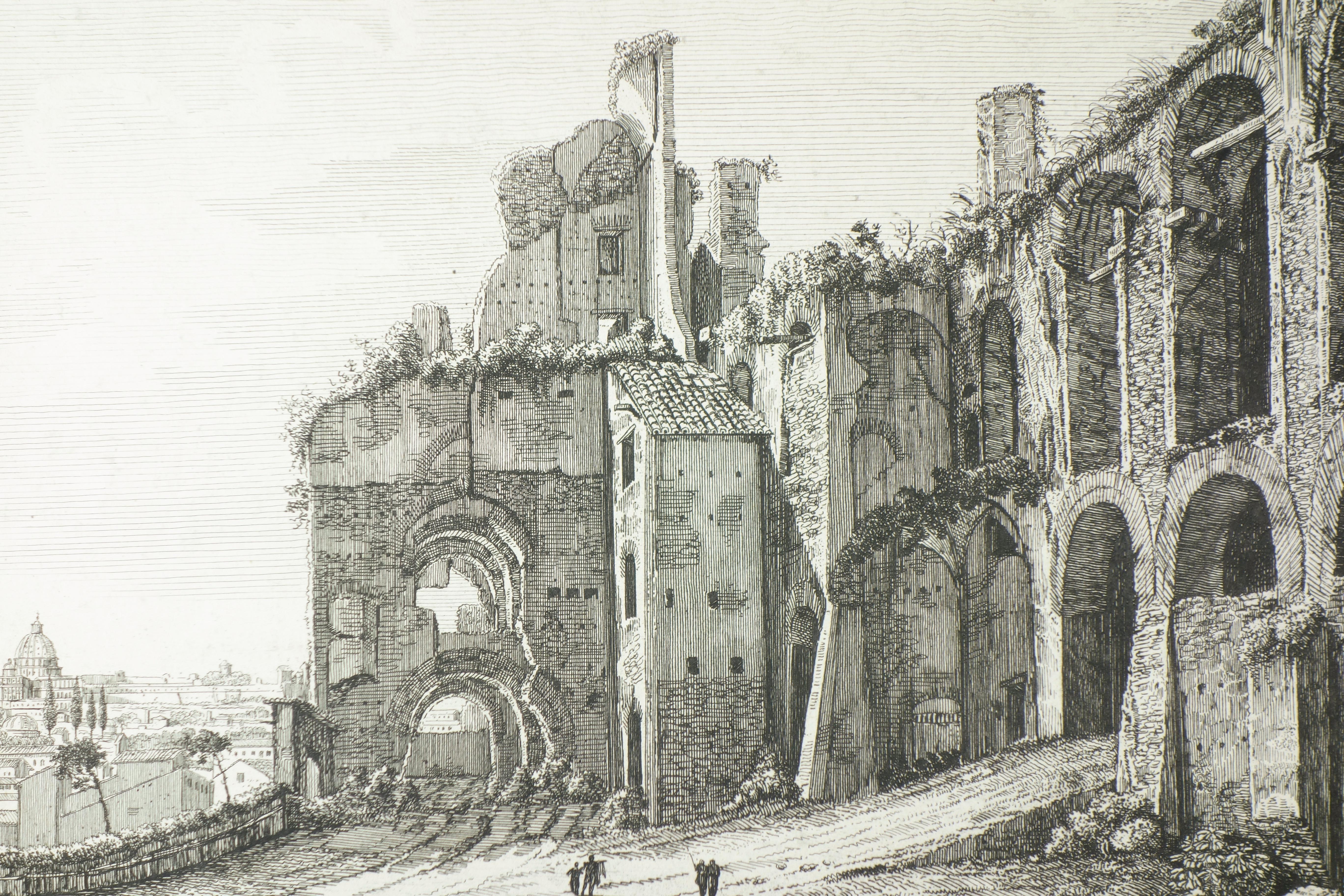 Ruins of the Golden House of Nero, on Monte Palatino, Rome - Print by Luigi Rossini