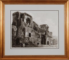 Ruins of the Roman Baths of Belisarius: A 19th C. Etching by Luigi Rossini