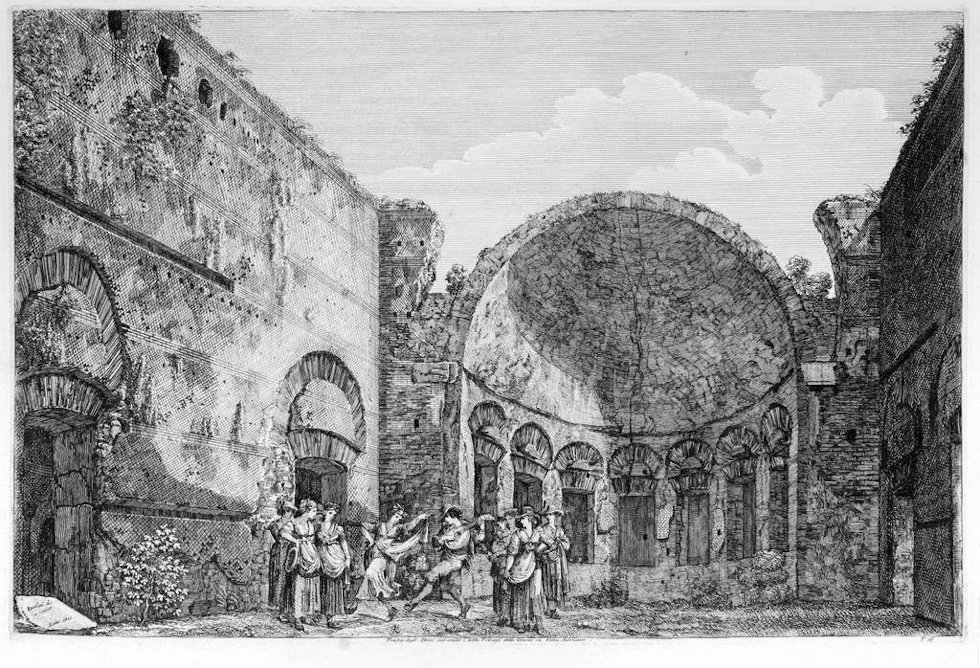 Luigi Rossini Figurative Print - Tempio degli Stoici... - Etching by L. Rossini - 1825