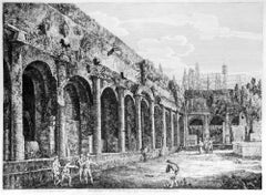Veduta degl’Avanzi del cortile di Villa Mecenate in Tivoli -  by Rossini - 1824